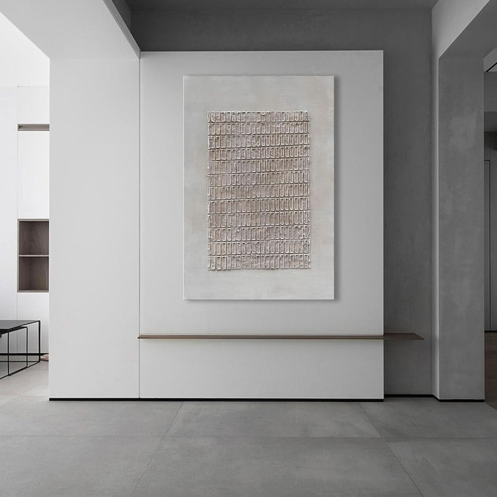 Textured Abstract Wall Art 45x30 Hand-Painted White – image 5