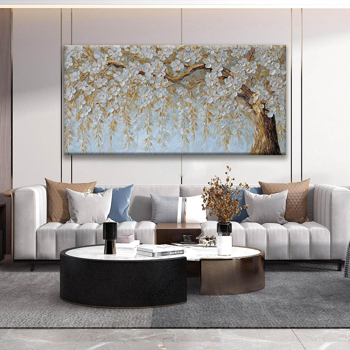 Textured Canvas Wall Art 29x58 Ivory for Living Room – image 3