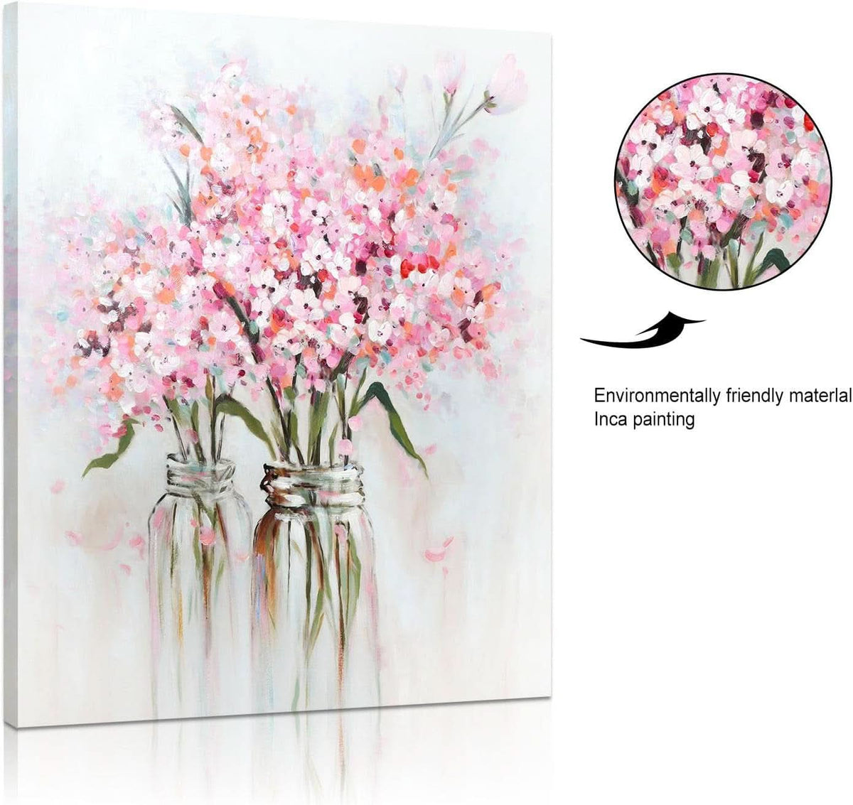 Flower Bouquet Abstract Floral Wall Art 24x30 Pink Canvas – image 2
