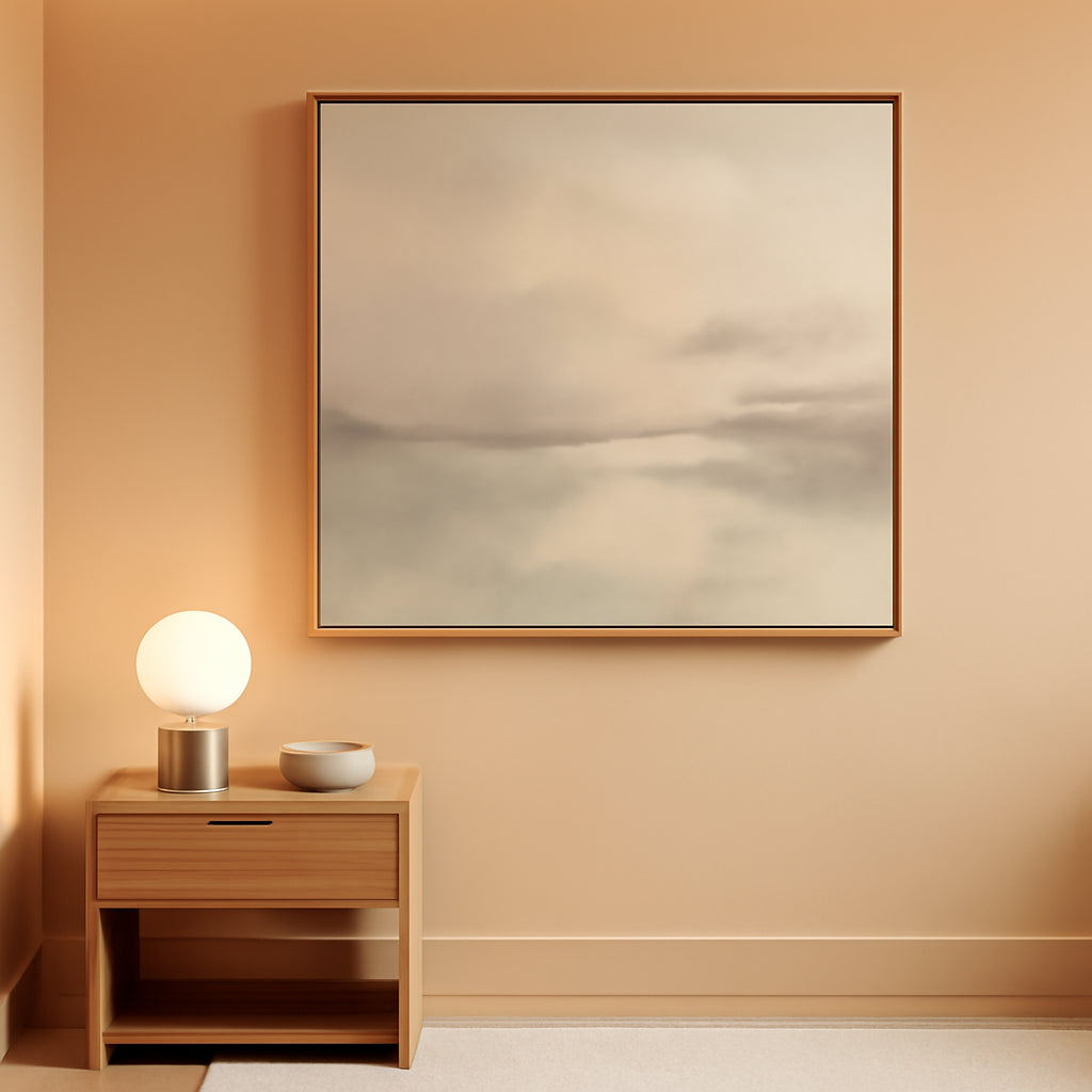 Pastel Canvas Wall Art Set of 3 Framed Beige, 16x24 in – main view