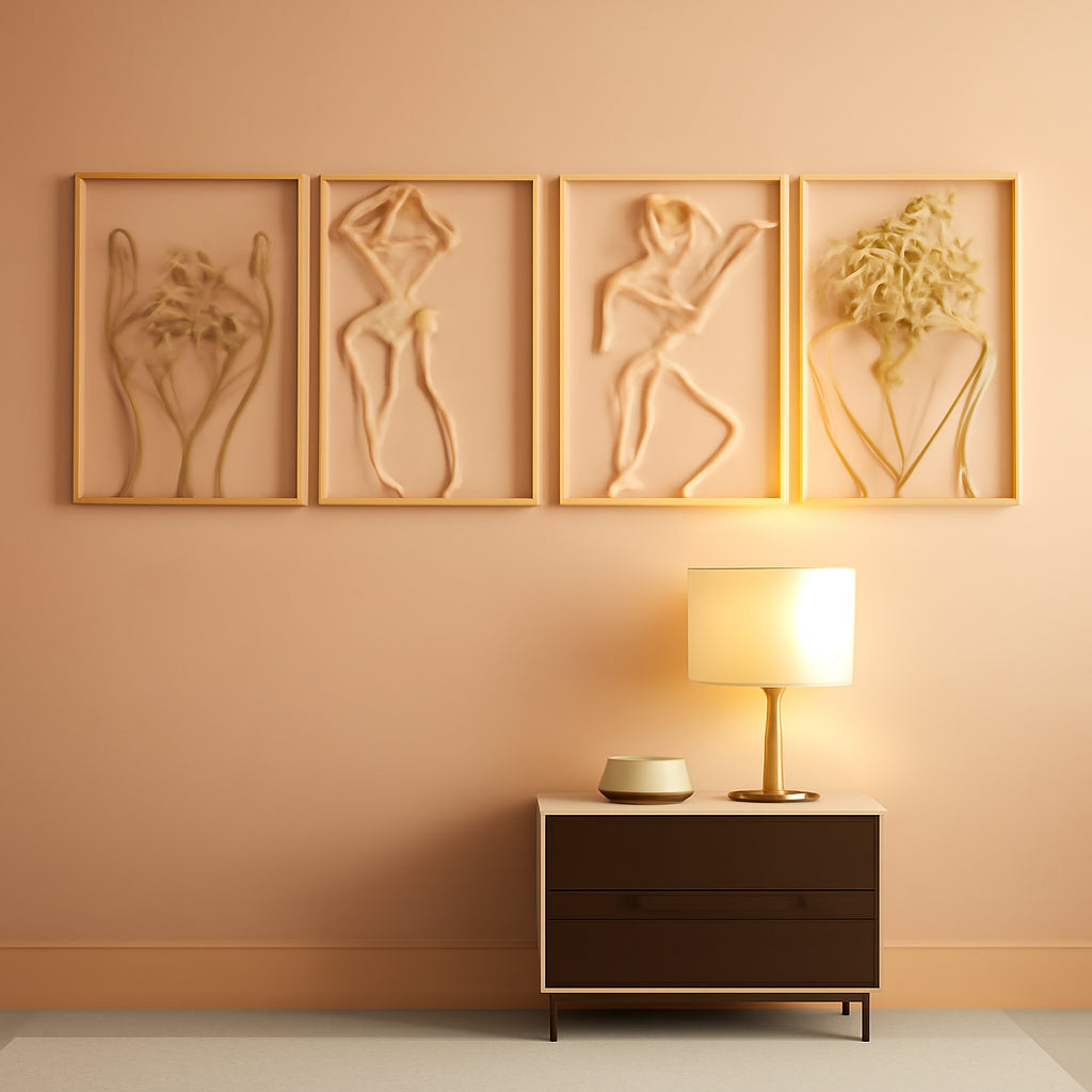 Sculptural Textured Abstract Wall Art 17x11.8 Gold – main view