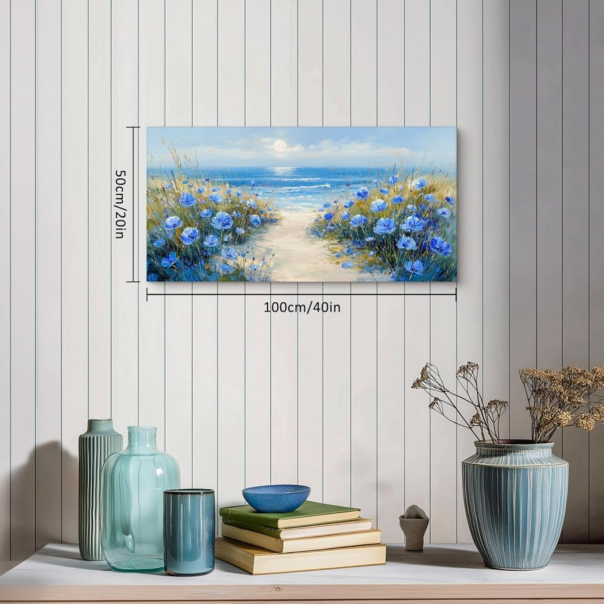 Oceanic Coastal Wall Art 20x40 Blue Cerulean Canvas – image 5