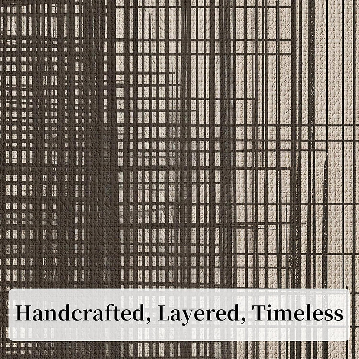 Geometric Grid Textured Abstract Wall Art 48x32 Framed Grey – image 3