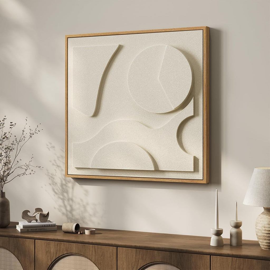 Geometric Relief Textured Modern Wall Art 30x30 White – image 2