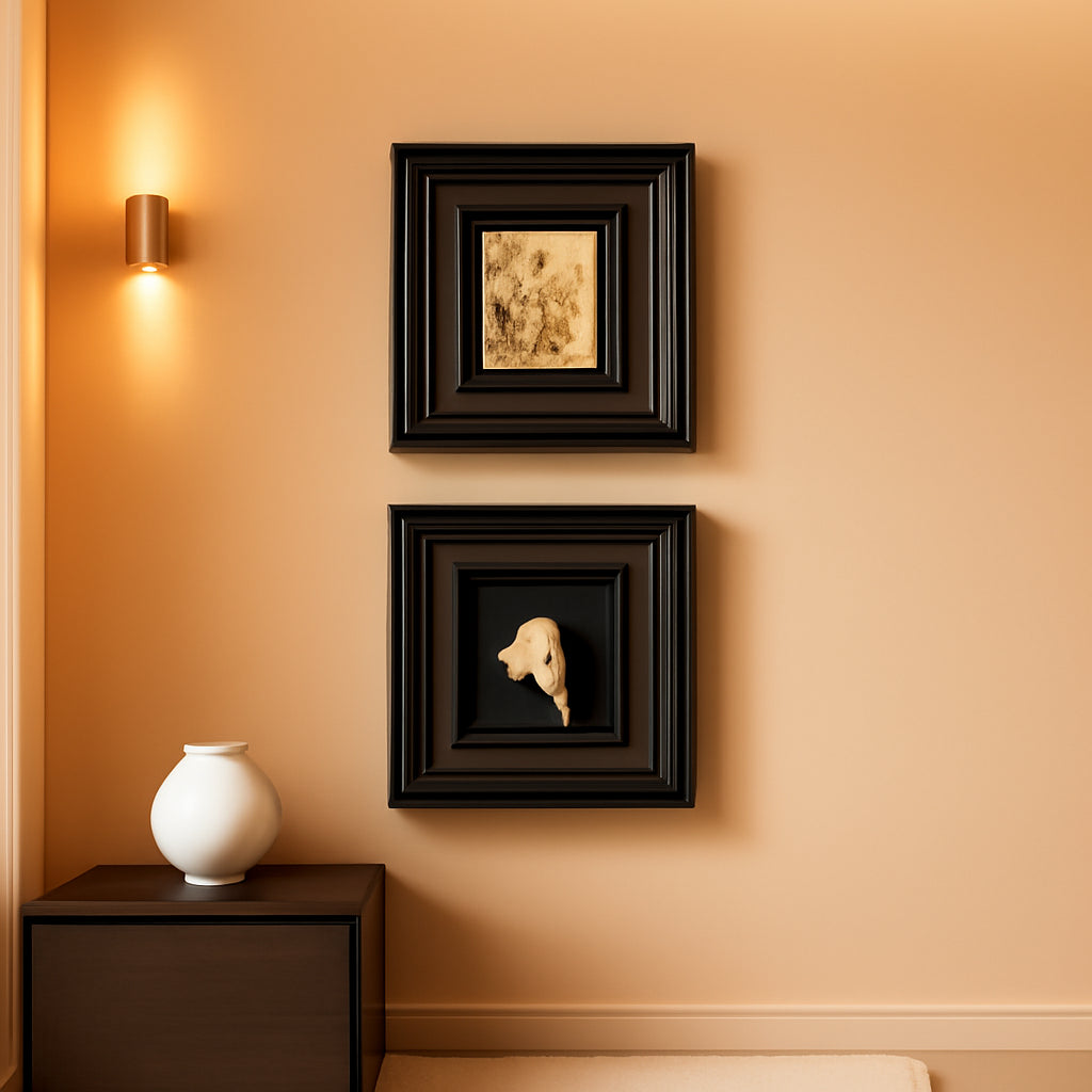 Ornamental Intricately 3D Gold Wall Art Set of 2 Black – main view