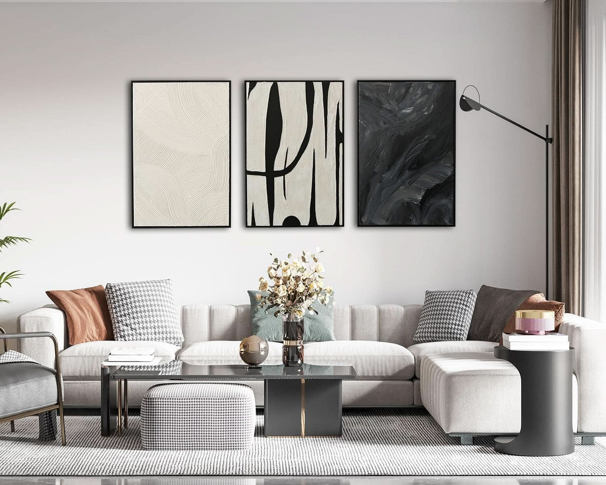 Textured Abstract Wall Art Set of 3 Framed, 24x36 in – image 6