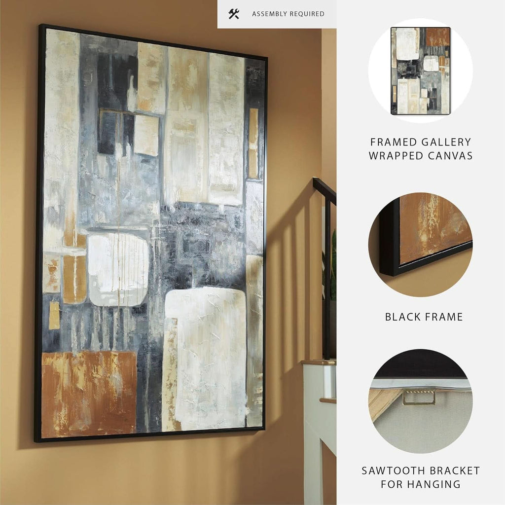 Matte Modern Wall Art 48x72 Hand-Painted Framed Black – image 3
