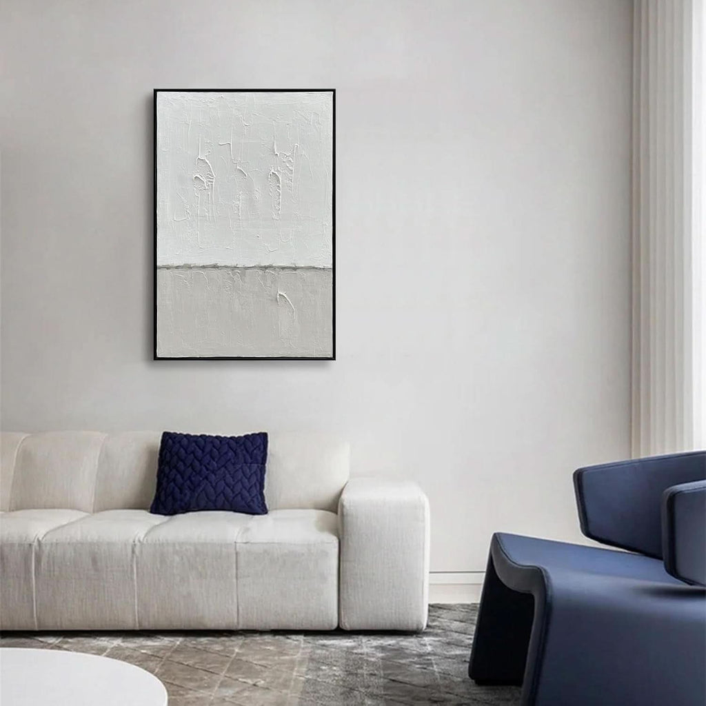Abstract Wall Art 36x24 Hand-Painted White Grey for Living Room – image 6