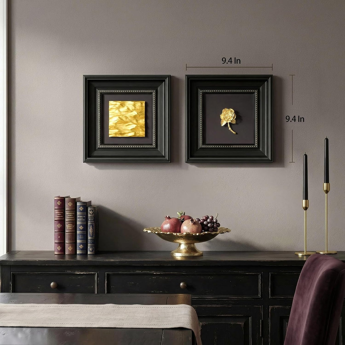 Ornamental Intricately 3D Gold Wall Art Set of 2 Black – image 2
