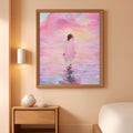 Jesus Walking on Water Christian Wall Art 12x16 Pink – main view