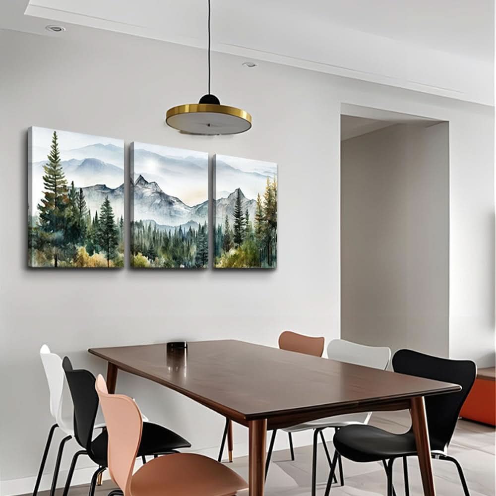 Forest Mountain Abstract Landscape Wall Art Set of 3 , 12x16 in – image 3