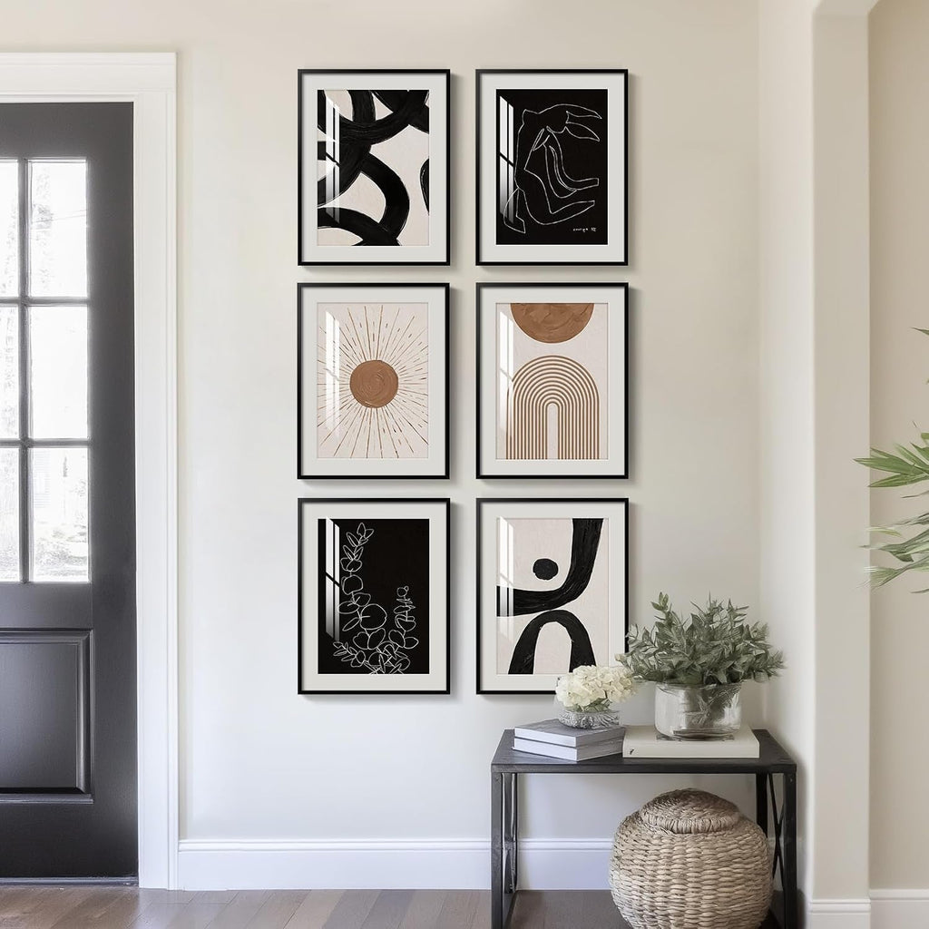 Sturdy Boho Abstract Wall Art 11x14 Framed Black White – image 3
