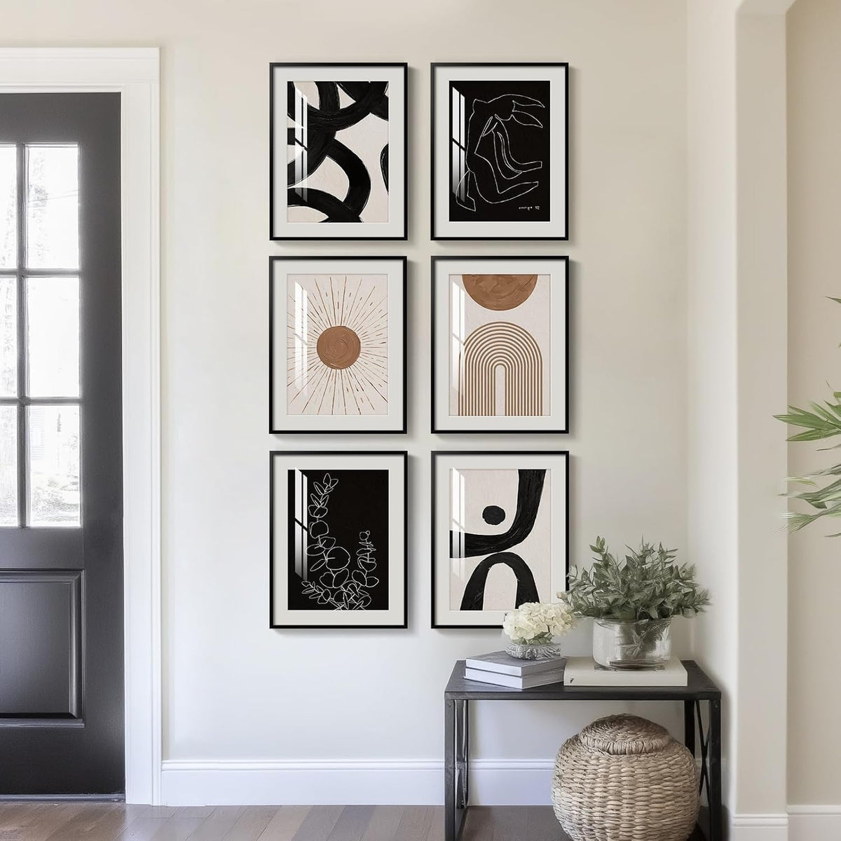 Sturdy Boho Abstract Wall Art 11x14 Framed Black White – image 3