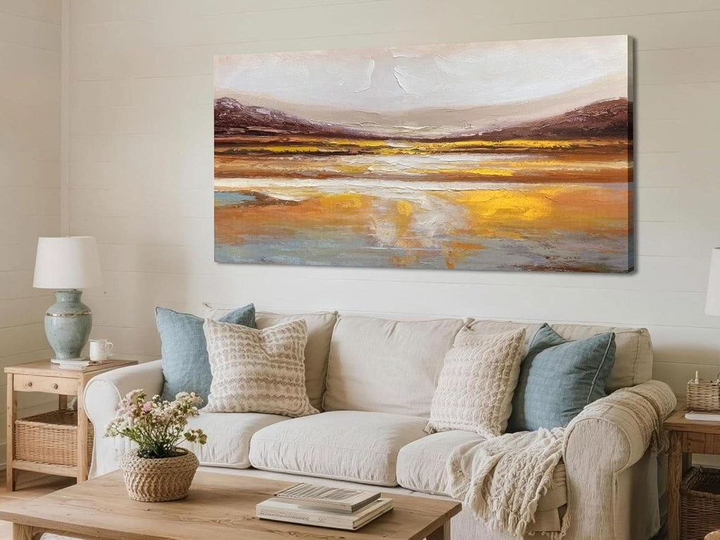 Warm Earth Abstract Wall Art 58x29 Canvas for Living Room – image 6