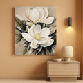 Flower Floral Wall Art 24x32 White Canvas for Living Room – main view