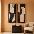 Canvas Wall Art Set of 2 Framed Black Beige, 20x60 in – main view