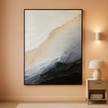 Black and White Coastal Wall Art 32x48 Hand-Painted Framed – main view