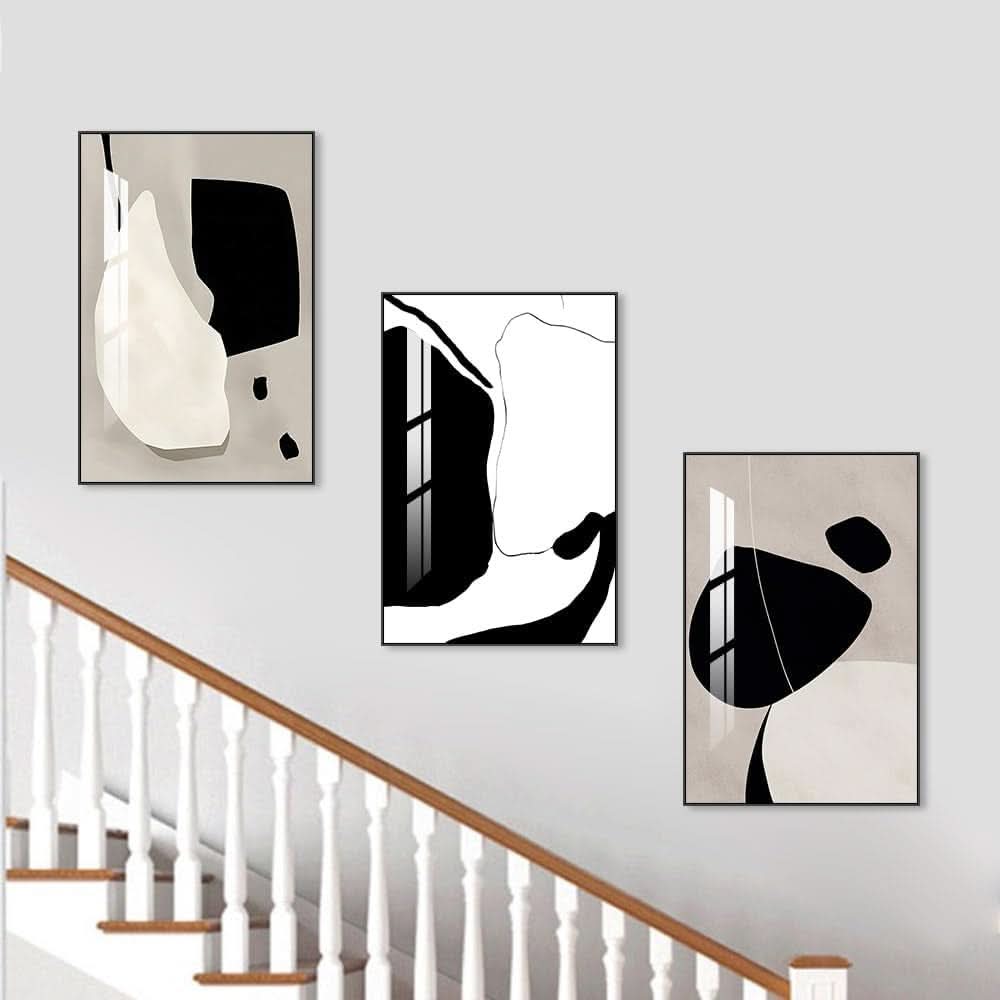 Modern Wall Art Set of 3 Framed White, 16x24 in for Living Room – image 3