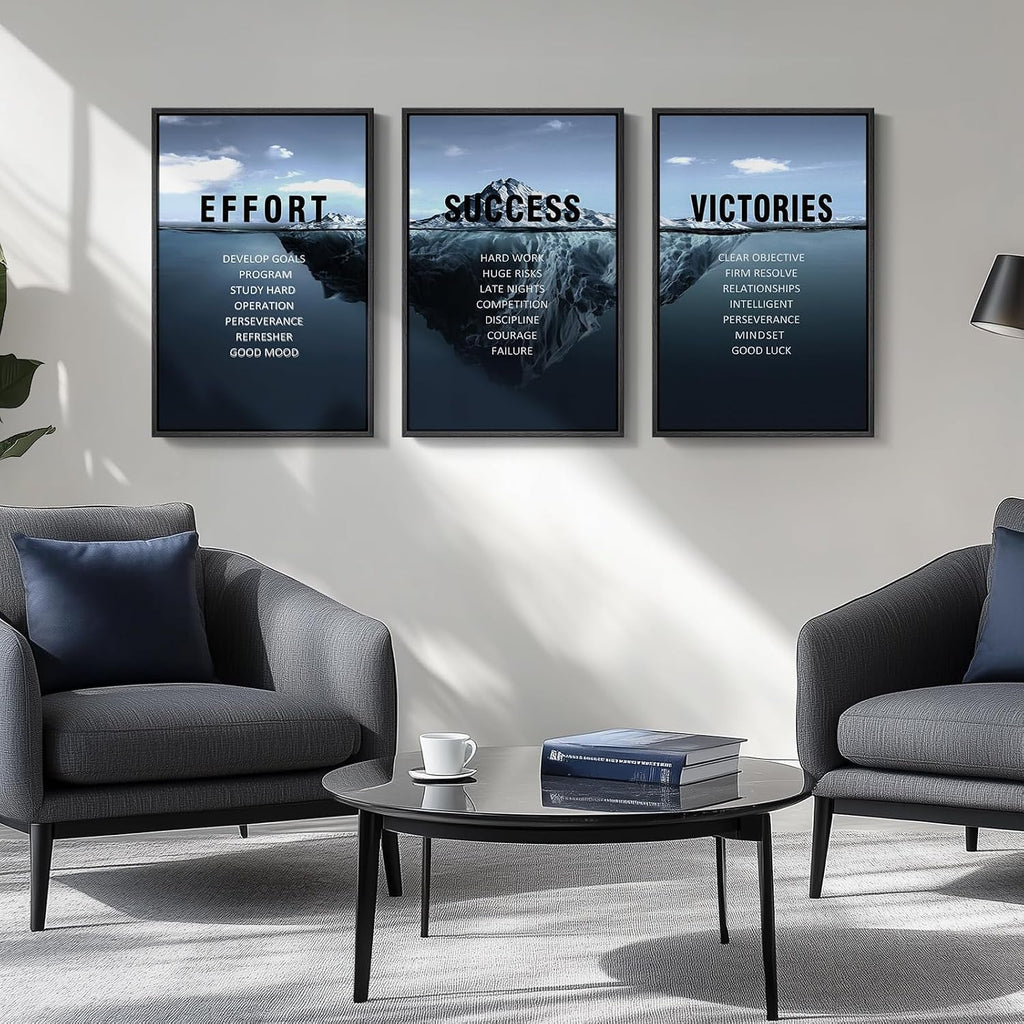 Iceberg Motivational Coastal Wall Art 16x24 Framed Navy Blue – image 8