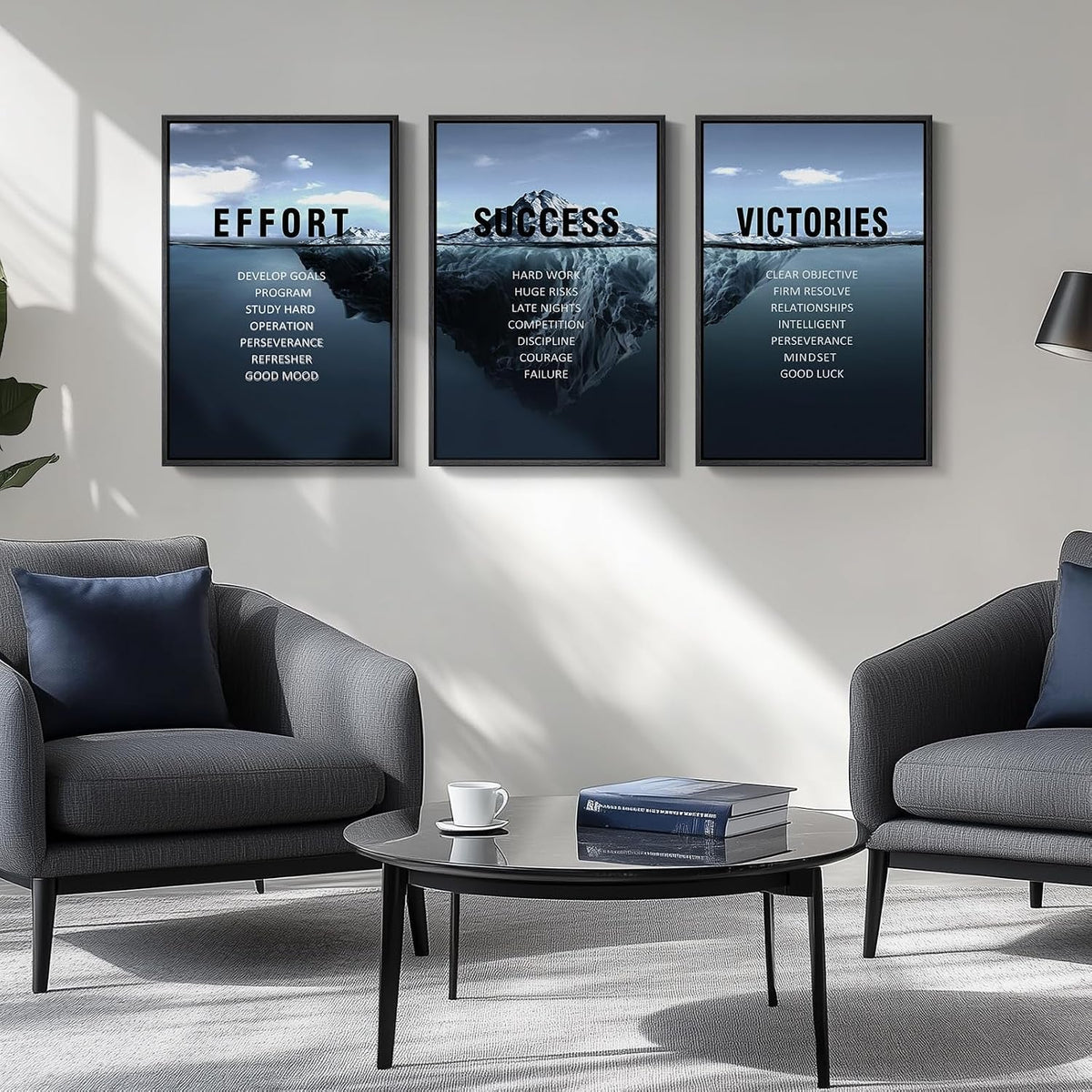 Iceberg Motivational Coastal Wall Art 16x24 Framed Navy Blue – image 8