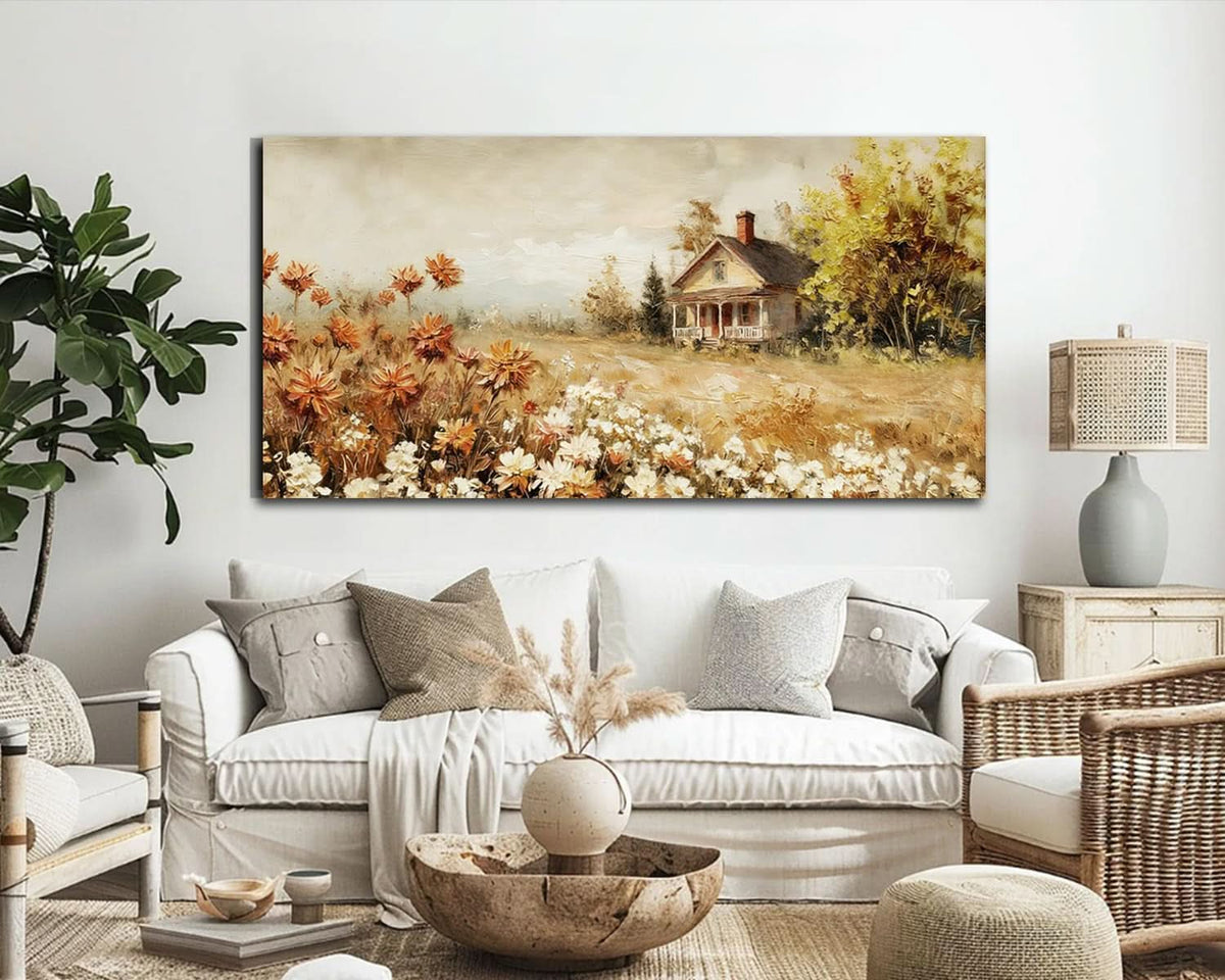 Rustic Farmhouse Landscape Wall Art 58x29 Hand-Painted Canvas – image 5