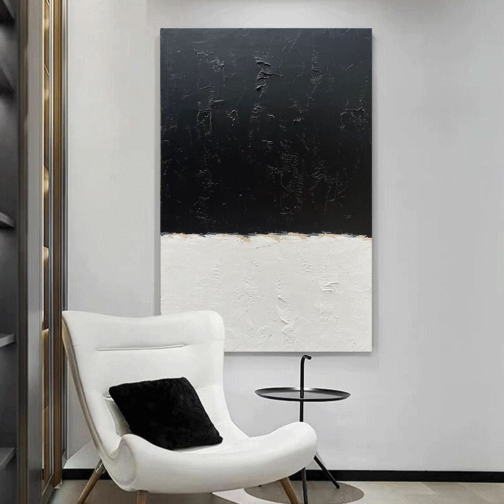 Black and White Wall Art 45x30 Hand-Painted for Living Room – image 4