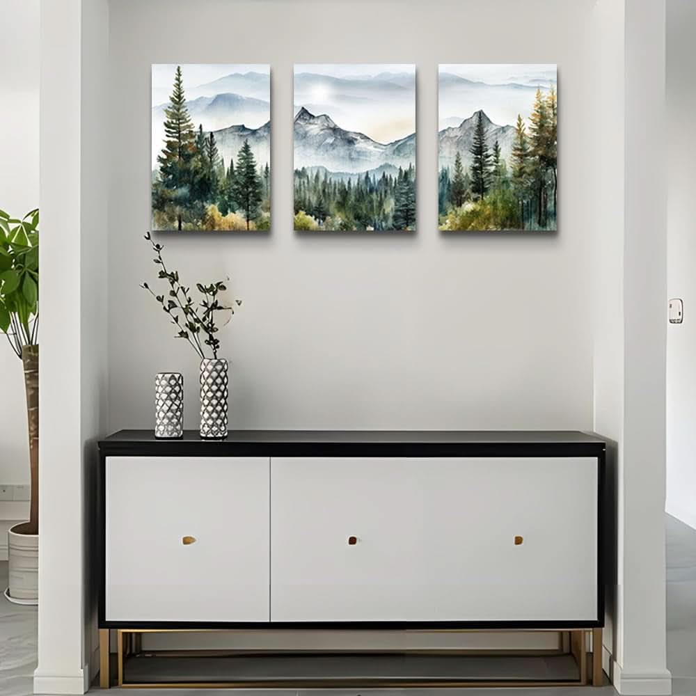 Forest Mountain Abstract Landscape Wall Art Set of 3 , 12x16 in – image 4