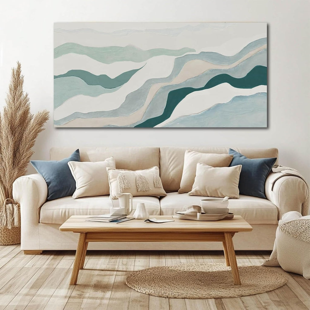 Geometricpatterned Abstract Wall Art 24x48 Blue Canvas – image 7