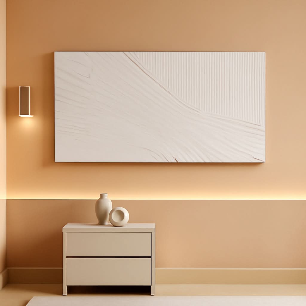 Textured Abstract Wall Art 24x48 Hand-Painted White Canvas – main view