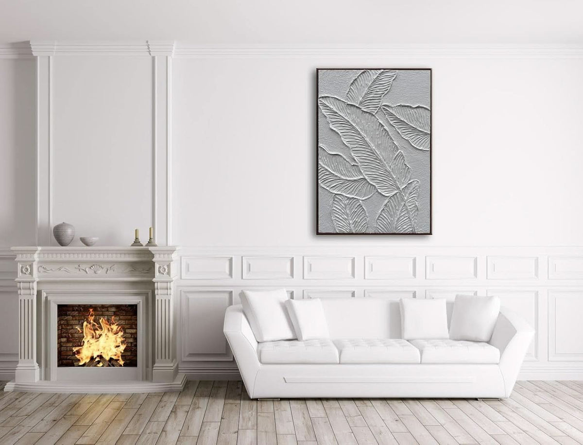 Matte Sleek Textured Canvas Wall Art 24x36 Framed White – image 5