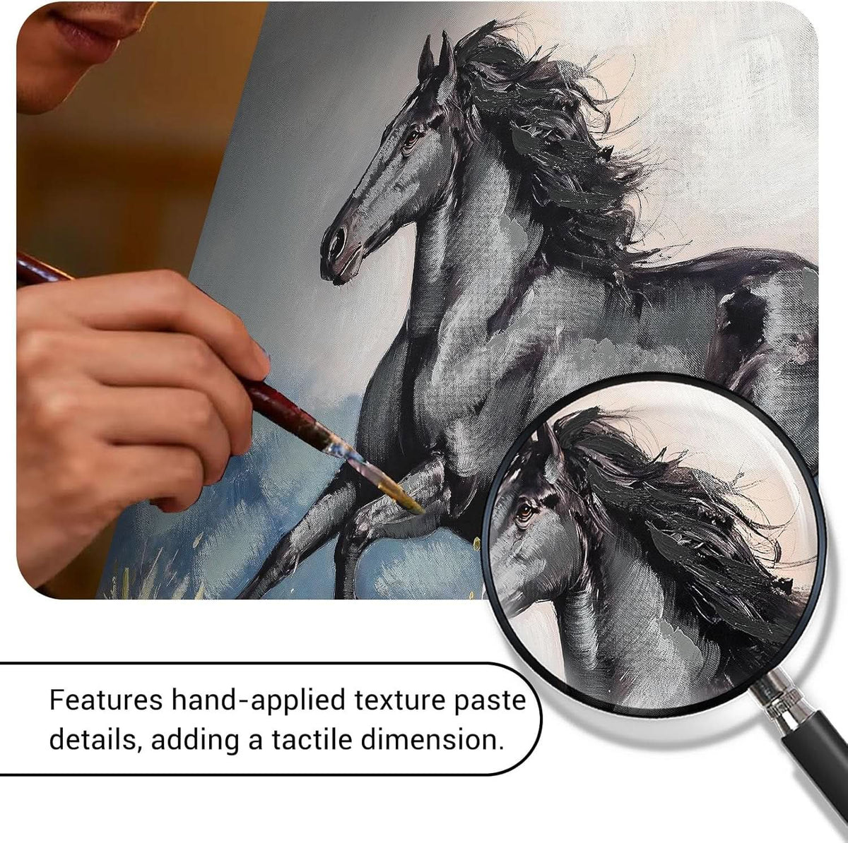 Horse Wall Art 24x36 Hand-Painted Canvas for Living Room – image 2