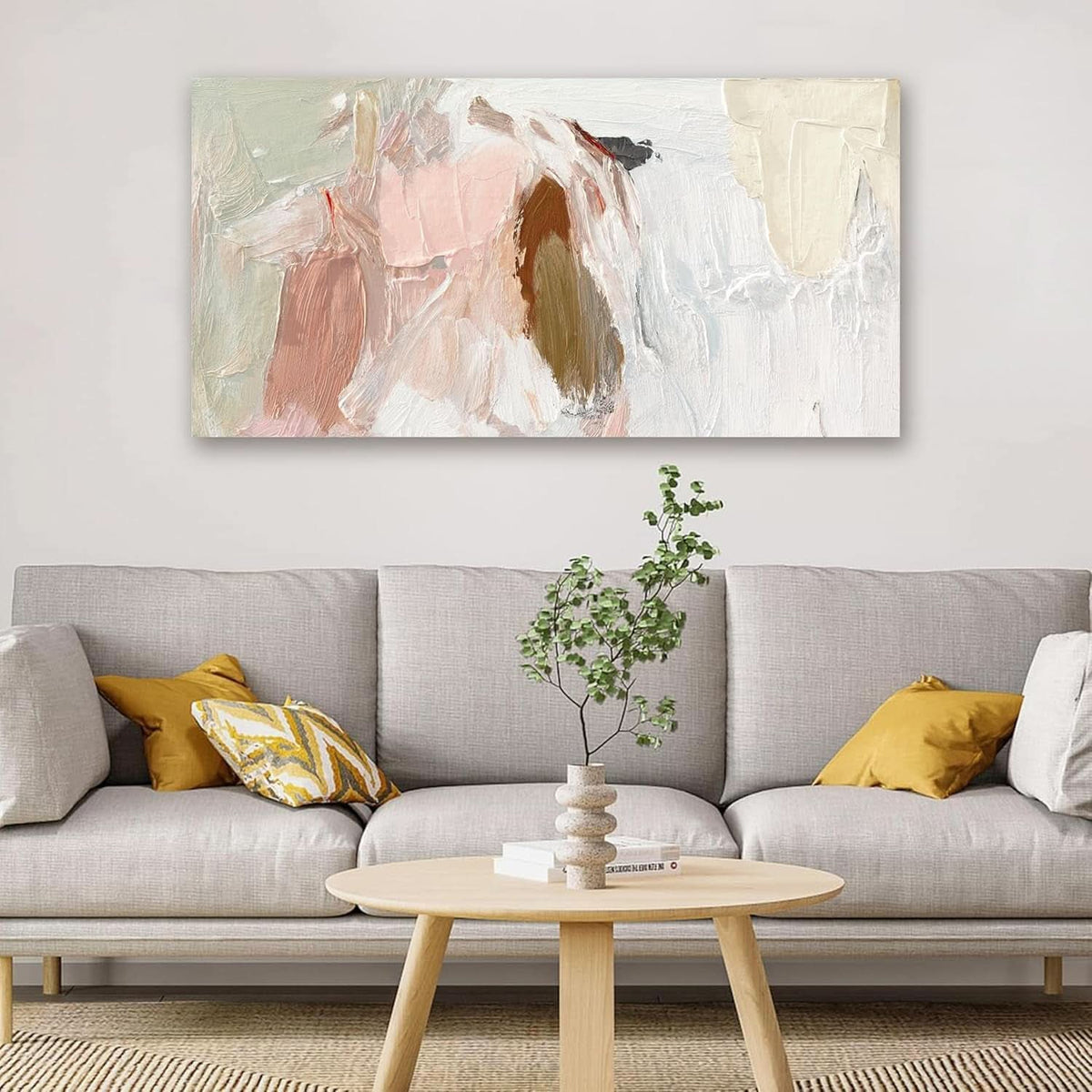 Abstract Wall Art 20x40 White Pink Canvas for Living Room – image 2