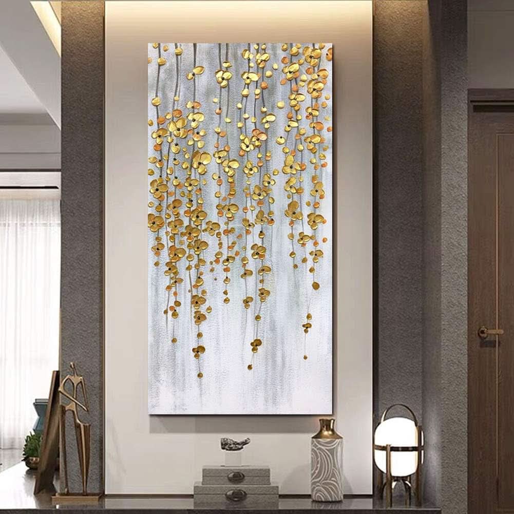 Gold Wall Art 24x48 Hand-Painted Silver Canvas for Living Room – image 6