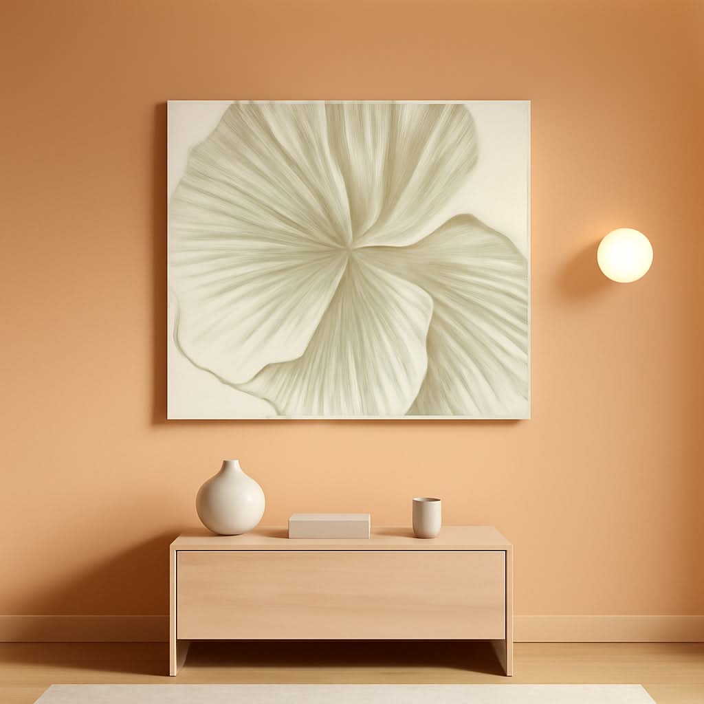 Ginkgo Leaf Botanical Wall Art 24x48 Hand-Painted Green Canvas – main view