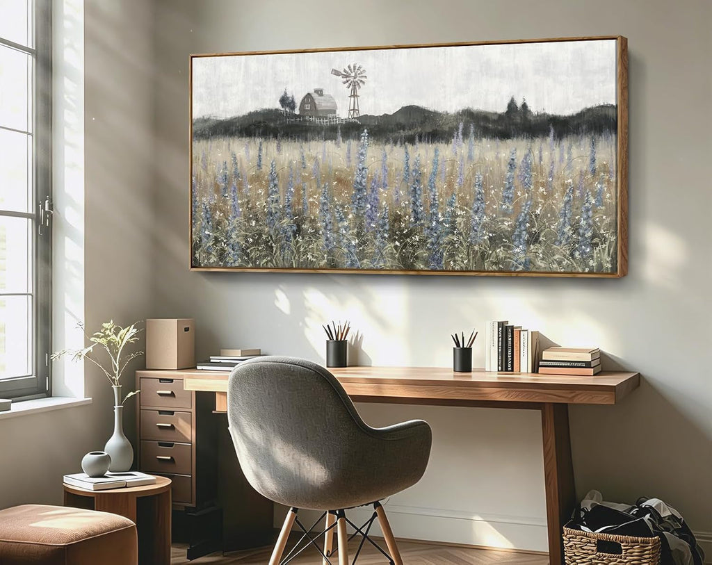Meadow Landscape Wall Art 48x24 Purple Cerulean Canvas – image 7