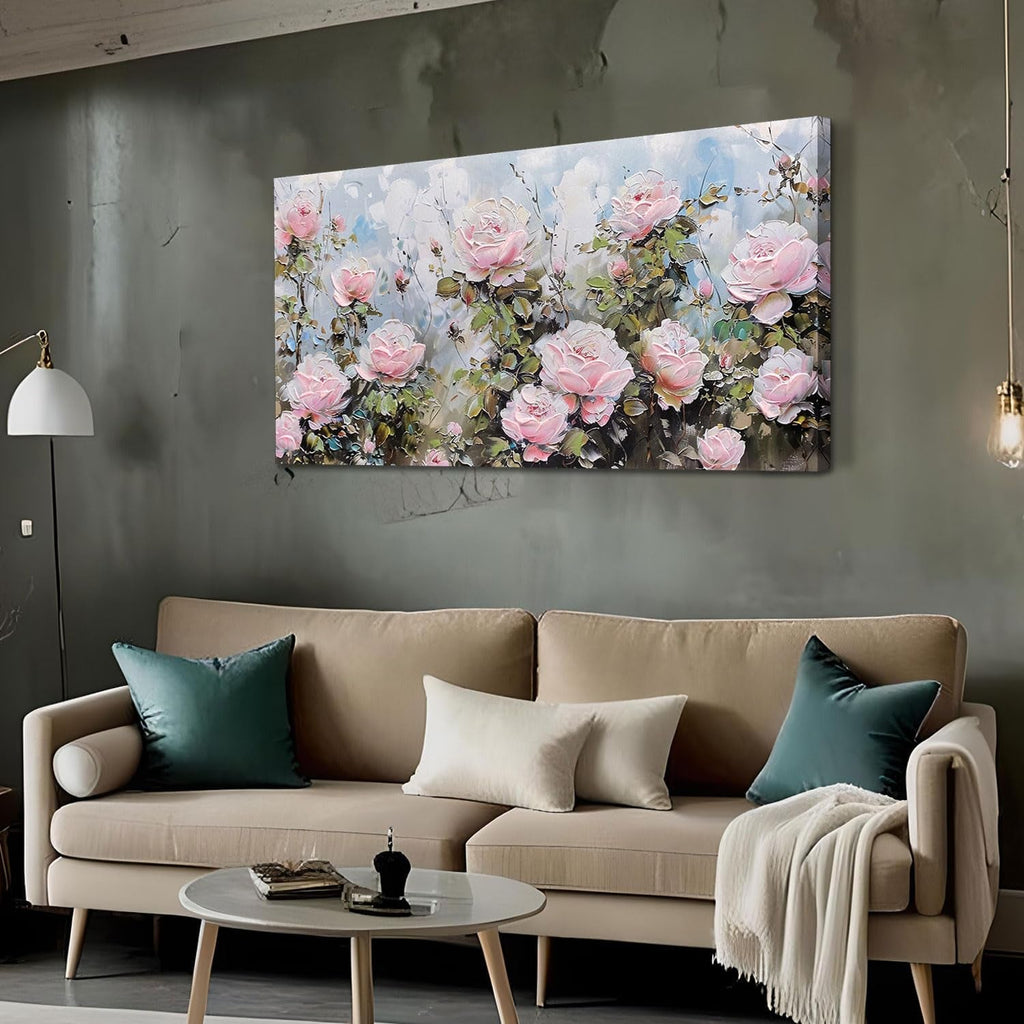 Rose Floral Wall Art 40x20 Pink Canvas for Living Room – image 2