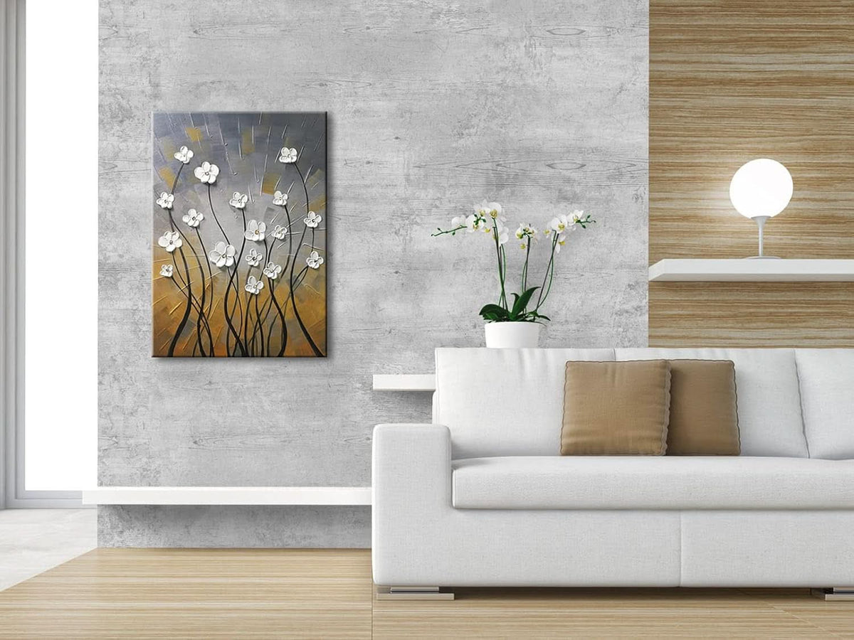 Floral Wall Art Extra Large Hand-Painted Canvas for Living Room – image 2