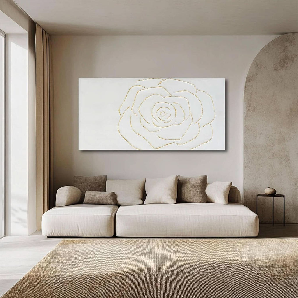 Textured Floral Wall Art 24x48 Hand-Painted Gold for Living Room – image 7