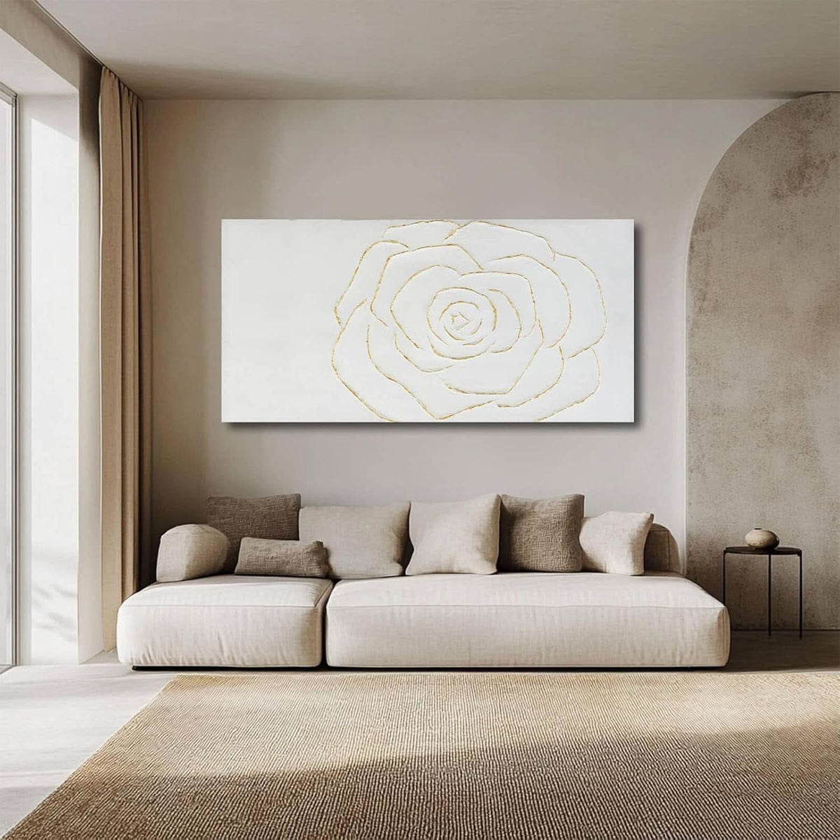 Textured Floral Wall Art 24x48 Hand-Painted Gold for Living Room – image 7