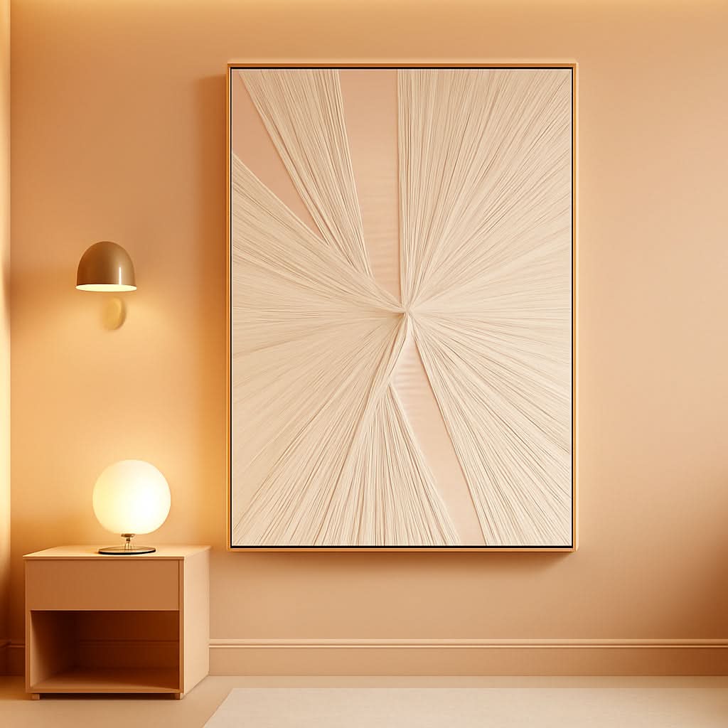 Textured Boho Wall Art 30x45 Beige Canvas for Living Room – main view