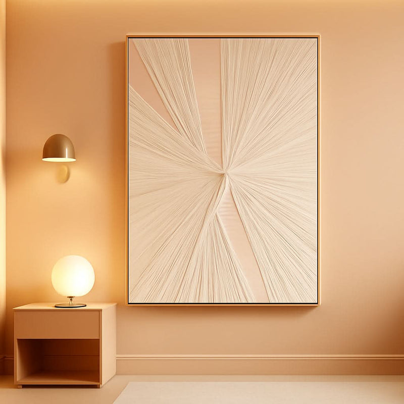 Textured Boho Wall Art 30x45 Beige Canvas for Living Room – main view
