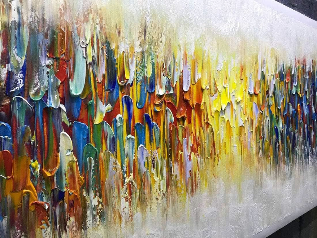 Vibrant Textured Abstract Wall Art 24x60 Hand-Painted Canvas – image 4