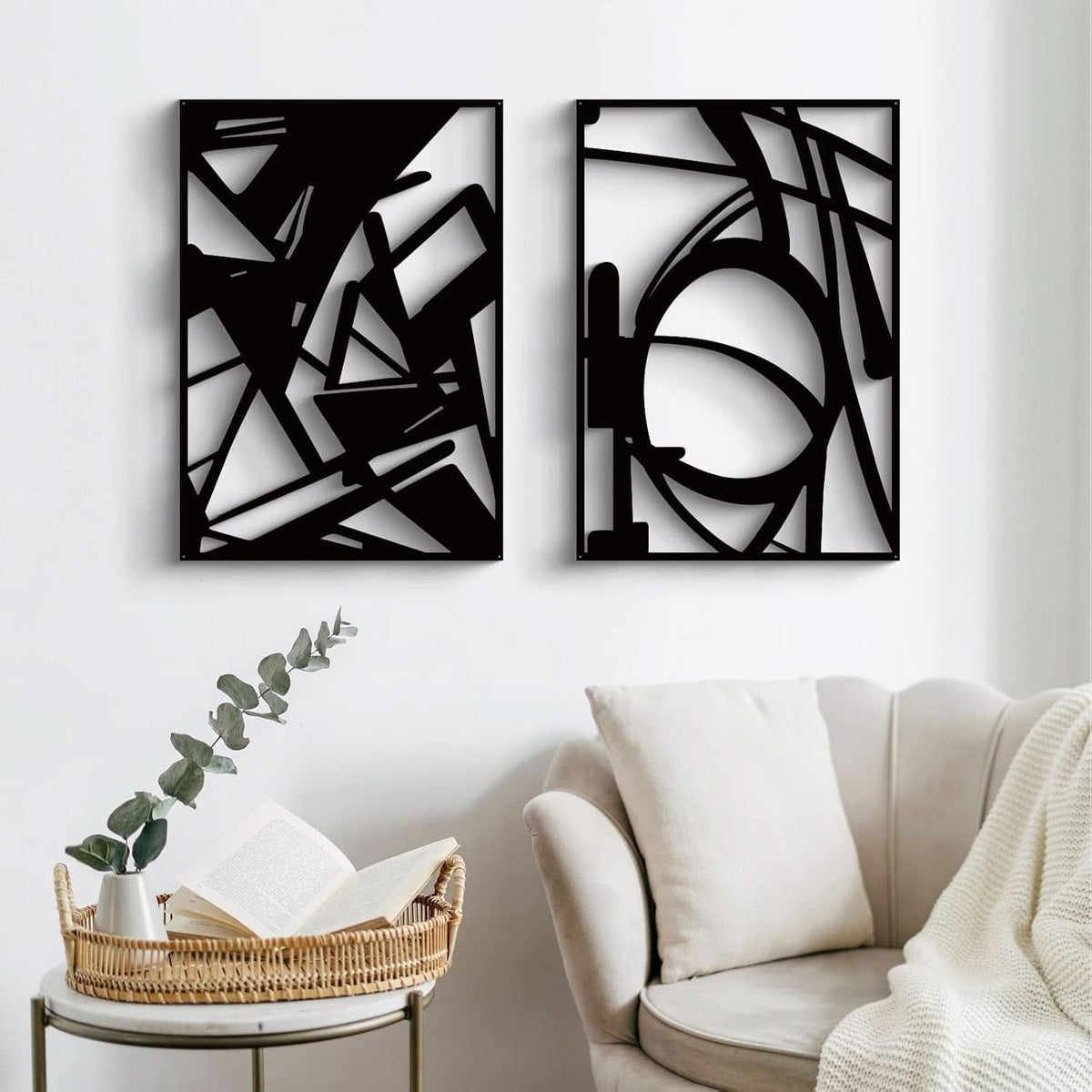 Metal Pack 3D Abstract Wall Art Set of 4 Black Metal – image 2
