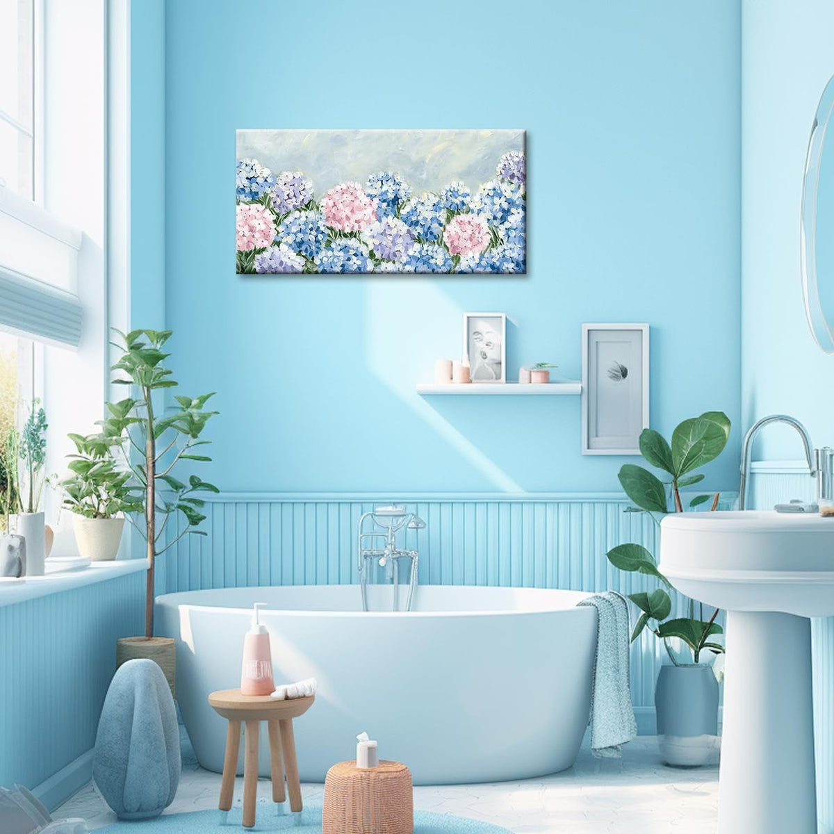 Hydrangea Floral Wall Art 20x40 Blue Pink Canvas for Living Room – image 6