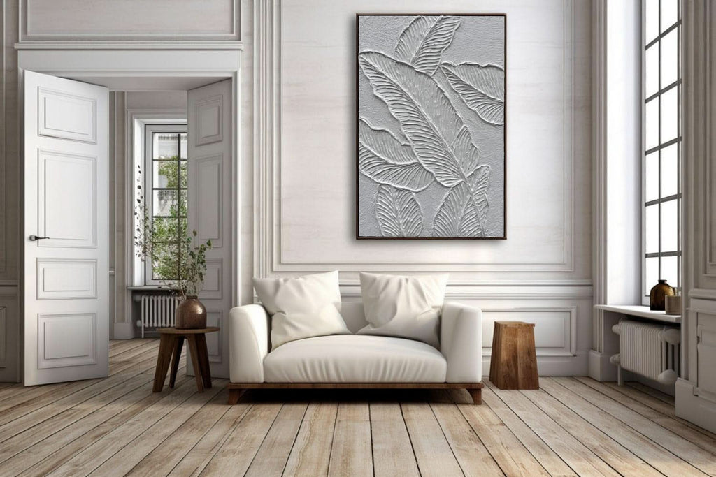 Matte Sleek Textured Canvas Wall Art 24x36 Framed White – image 4