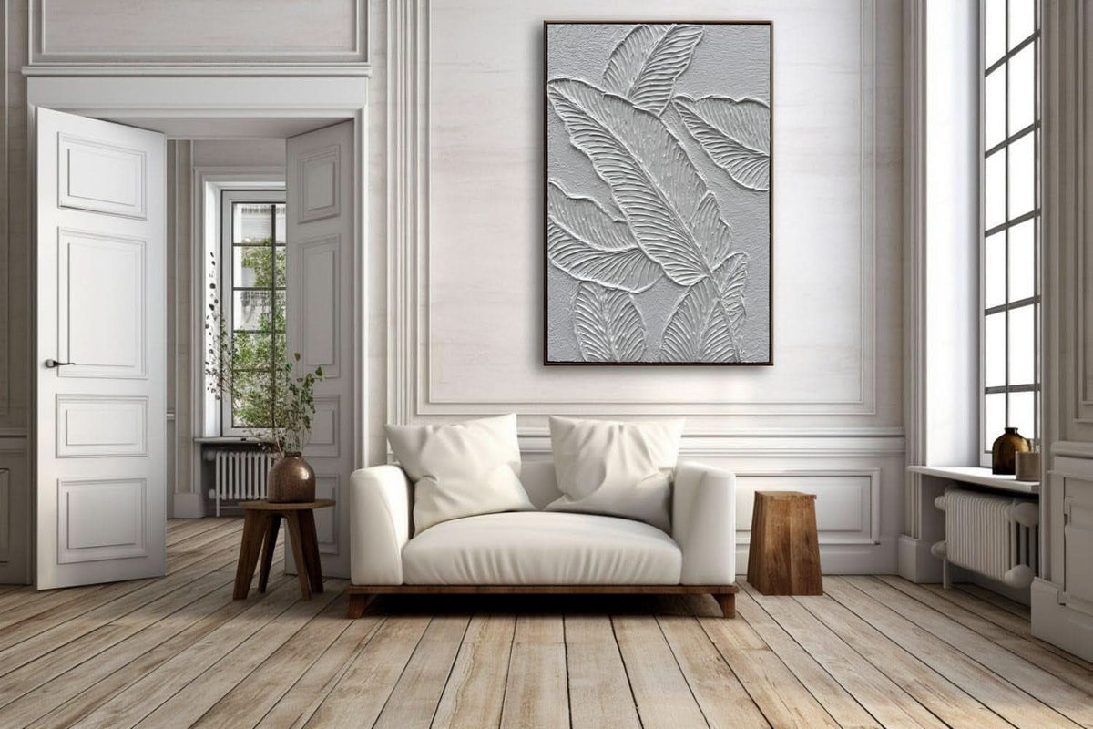 Matte Sleek Textured Canvas Wall Art 24x36 Framed White – image 4