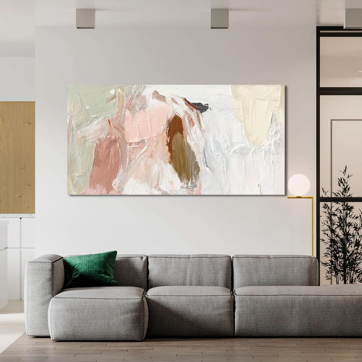 Abstract Wall Art 20x40 White Pink Canvas for Living Room – image 4