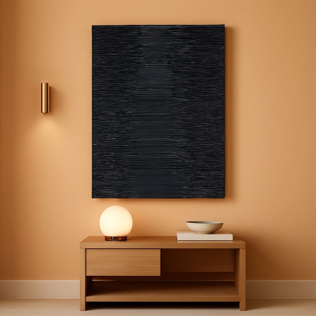 Abstract Wall Art 45x30 Hand-Painted Black for Living Room – main view