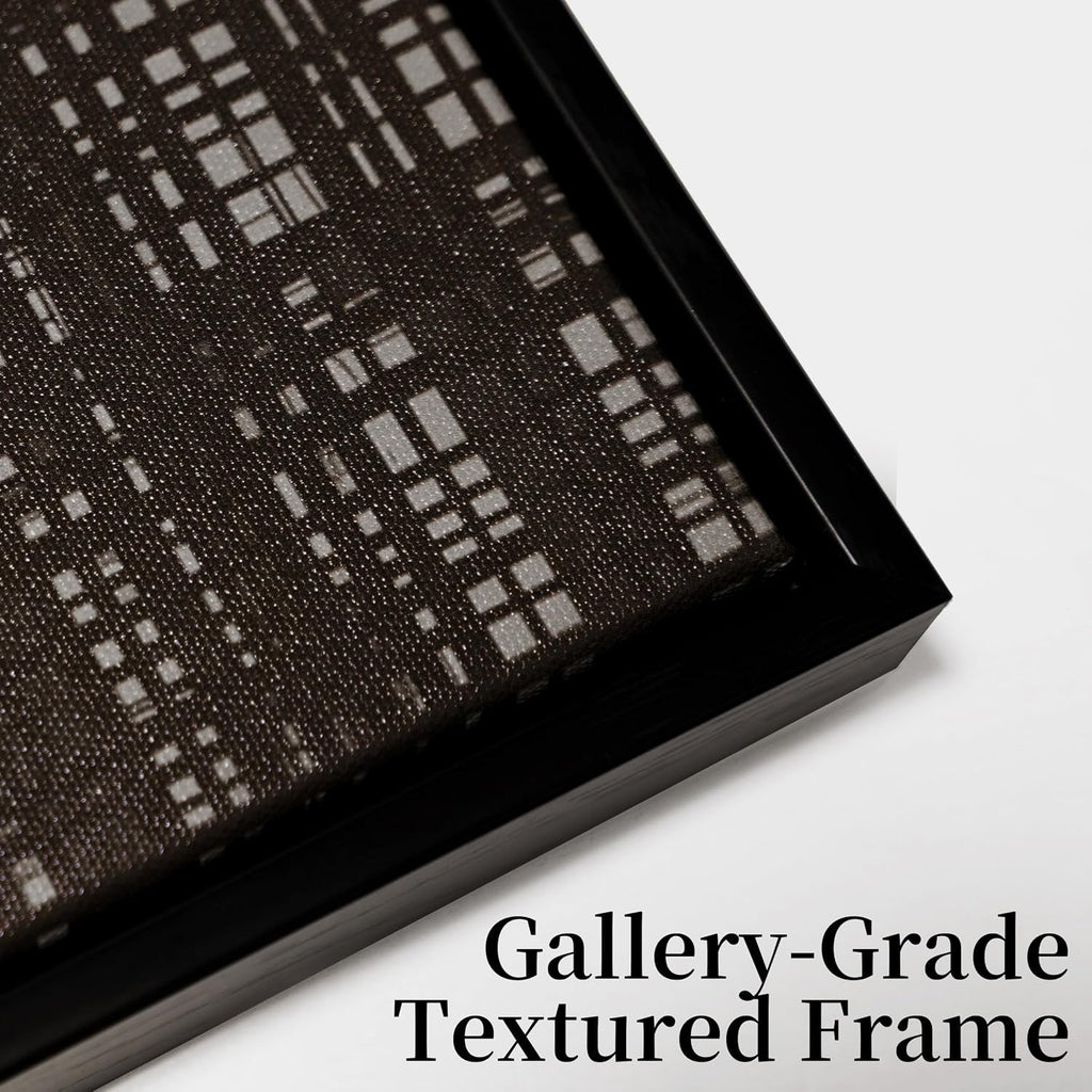Geometric Grid Textured Abstract Wall Art 48x32 Framed Grey – image 2