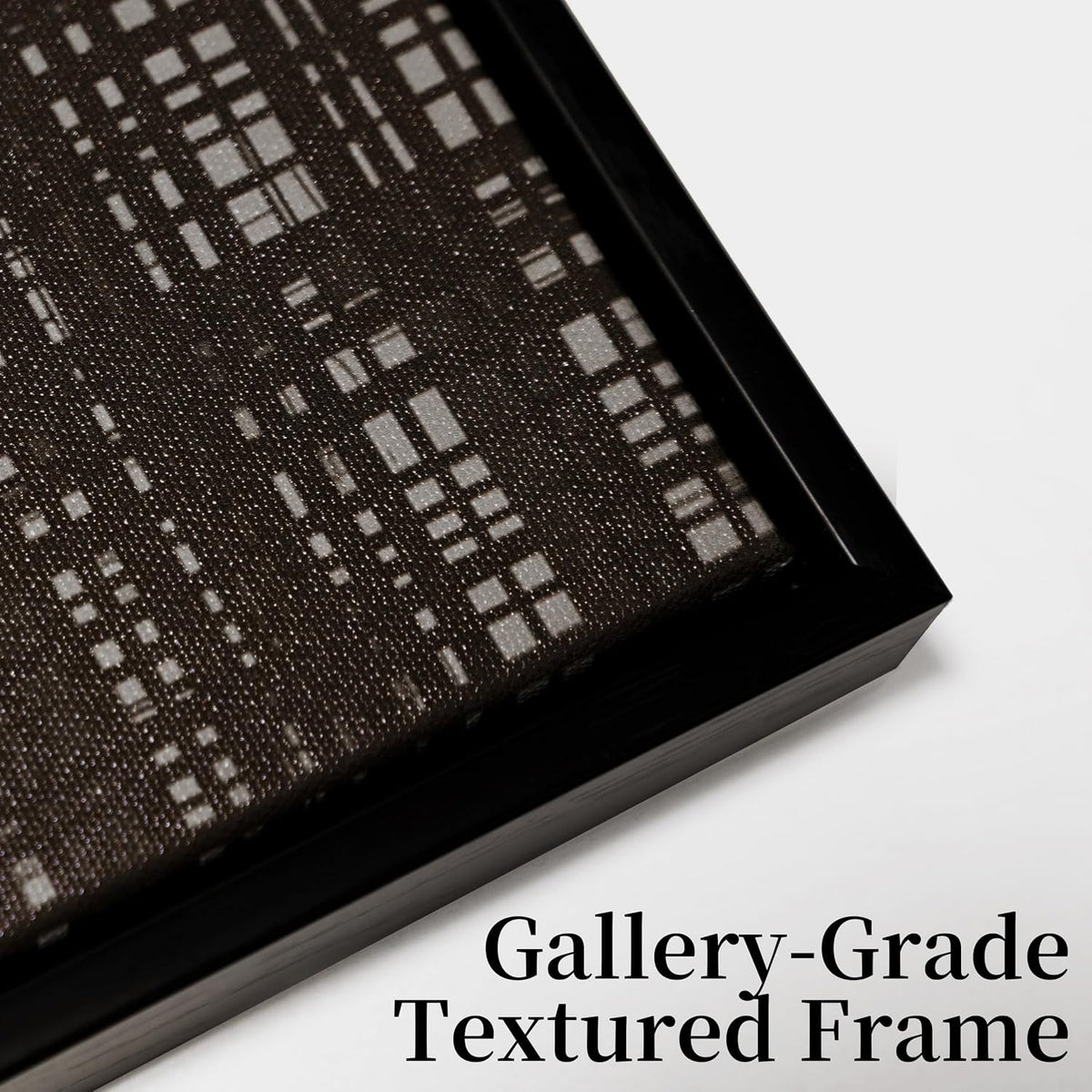 Geometric Grid Textured Abstract Wall Art 48x32 Framed Grey – image 2